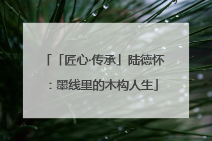 「匠心·传承」陆德怀：墨线里的木构人生
