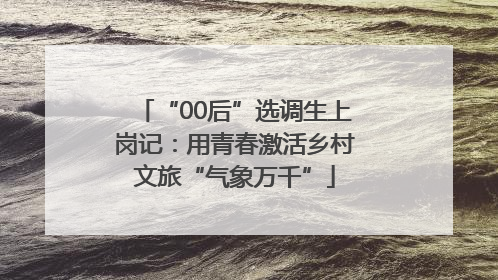 “00后”选调生上岗记：用青春激活乡村文旅“气象万千”