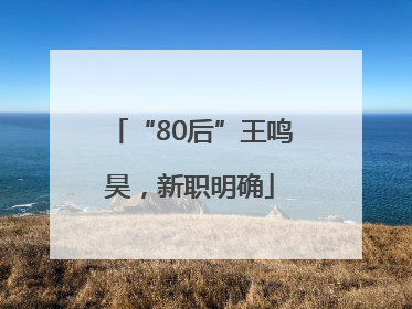 “80后”王鸣昊，新职明确