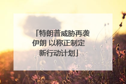 特朗普威胁再袭伊朗 以称正制定新行动计划