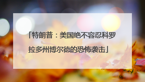 特朗普：美国绝不容忍科罗拉多州博尔德的恐怖袭击