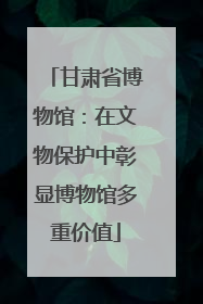 甘肃省博物馆：在文物保护中彰显博物馆多重价值