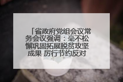 省政府党组会议常务会议强调：毫不松懈巩固拓展脱贫攻坚成果 厉行节约反对浪费弘扬优良作风