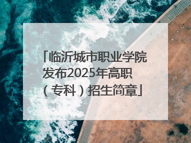 临沂城市职业学院发布2025年高职（专科）招生简章