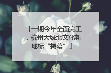 一期今年全面完工，杭州大城北文化新地标“揭幕”