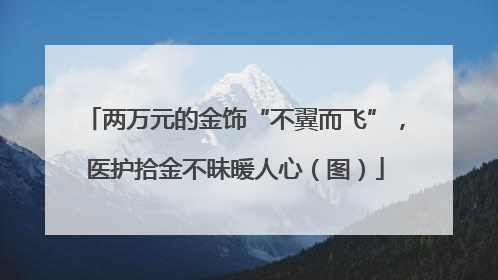 两万元的金饰“不翼而飞”，医护拾金不昧暖人心（图）