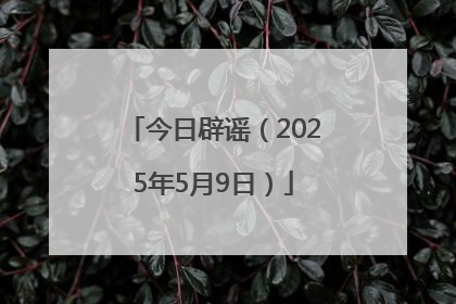 今日辟谣（2025年5月9日）