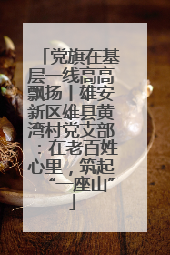 党旗在基层一线高高飘扬丨雄安新区雄县黄湾村党支部：在老百姓心里，筑起“一座山”