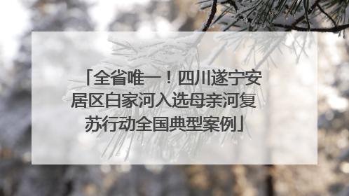 全省唯一！四川遂宁安居区白家河入选母亲河复苏行动全国典型案例