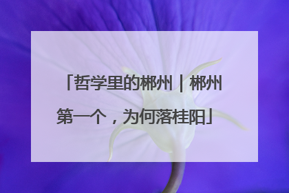 哲学里的郴州｜郴州第一个，为何落桂阳
