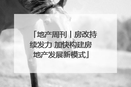 地产周刊丨房改持续发力 加快构建房地产发展新模式