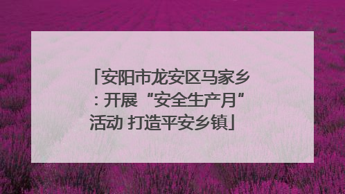 安阳市龙安区马家乡：开展“安全生产月”活动 打造平安乡镇