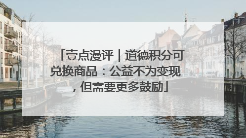 壹点漫评｜道德积分可兑换商品：公益不为变现，但需要更多鼓励