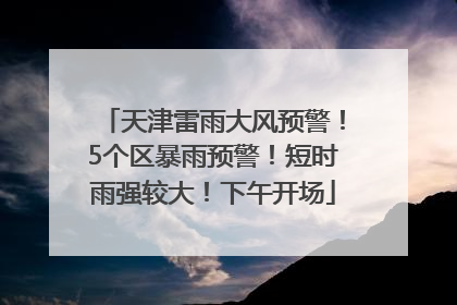 天津雷雨大风预警！5个区暴雨预警！短时雨强较大！下午开场