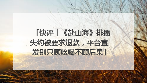 快评丨《赴山海》排播失约被要求退款，平台宣发别只顾吆喝不顾后果