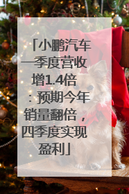 小鹏汽车一季度营收增1.4倍：预期今年销量翻倍，四季度实现盈利
