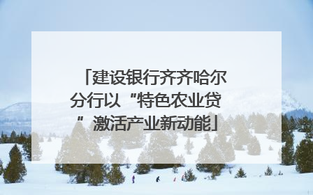建设银行齐齐哈尔分行以“特色农业贷”激活产业新动能