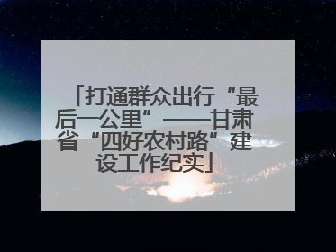 打通群众出行“最后一公里”——甘肃省“四好农村路”建设工作纪实