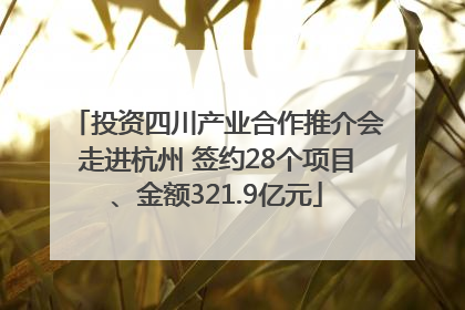 投资四川产业合作推介会走进杭州 签约28个项目、金额321.9亿元