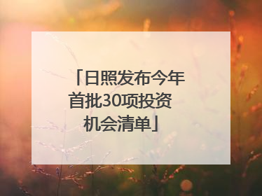 日照发布今年首批30项投资机会清单