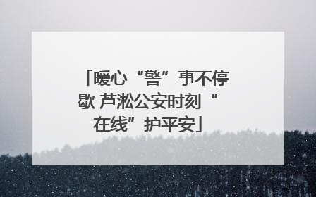 暖心“警”事不停歇 芦淞公安时刻“在线”护平安