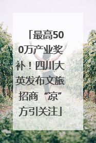 最高500万产业奖补！四川大英发布文旅招商“凉”方引关注