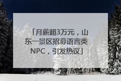 月薪超3万元，山东一景区招募语言类NPC，引发热议