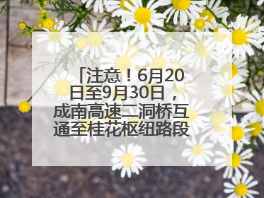 注意！6月20日至9月30日，成南高速二洞桥互通至桂花枢纽路段交通管制