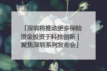 深圳将推动更多保险资金投资于科技创新｜聚焦深圳系列发布会