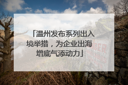 温州发布系列出入境举措，为企业出海增底气添动力