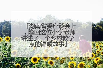 湖南省委座谈会上，隆回这位小学老师讲述了一个乡村教学点的温暖故事