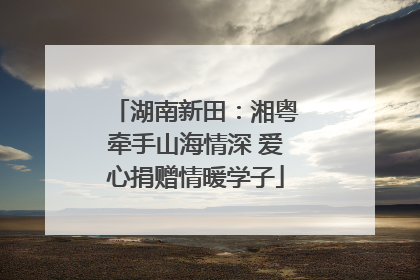 湖南新田：湘粤牵手山海情深 爱心捐赠情暖学子