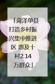 菏泽单县打造乡村振兴集中推进区 惠及十村2.14万群众