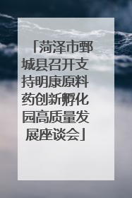 菏泽市鄄城县召开支持明康原料药创新孵化园高质量发展座谈会