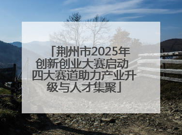 荆州市2025年创新创业大赛启动 四大赛道助力产业升级与人才集聚