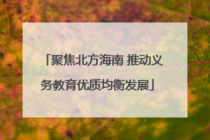 聚焦北方海南 推动义务教育优质均衡发展