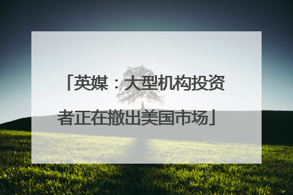 英媒：大型机构投资者正在撤出美国市场