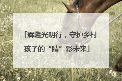 辉隆光明行，守护乡村孩子的“睛”彩未来