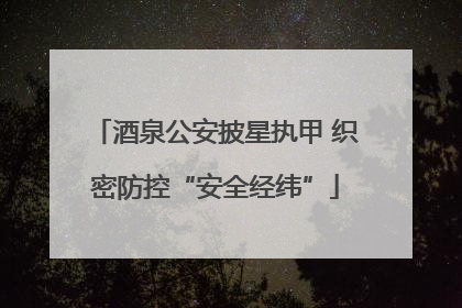 酒泉公安披星执甲 织密防控“安全经纬”