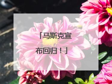 马斯克宣布回归！