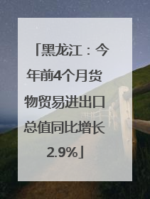 黑龙江：今年前4个月货物贸易进出口总值同比增长2.9%