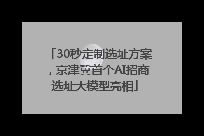 30秒定制选址方案，京津冀首个AI招商选址大模型亮相