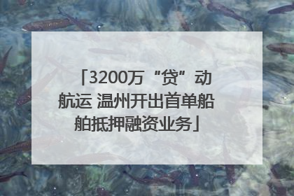 3200万“贷”动航运 温州开出首单船舶抵押融资业务